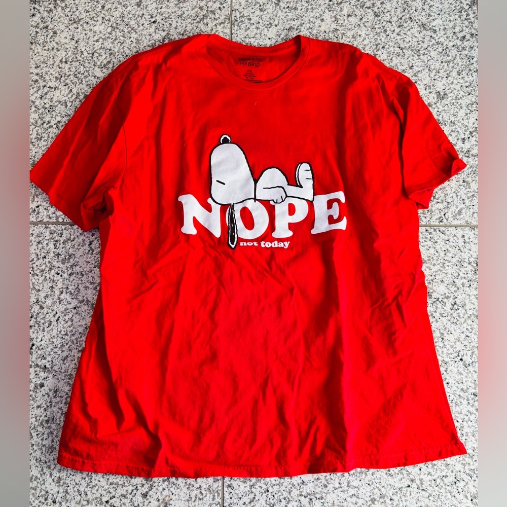 PEANUTS Men’s Red Snoopy 'Nope Not Today' T-Shirt, XXL - Picture 3 of 5